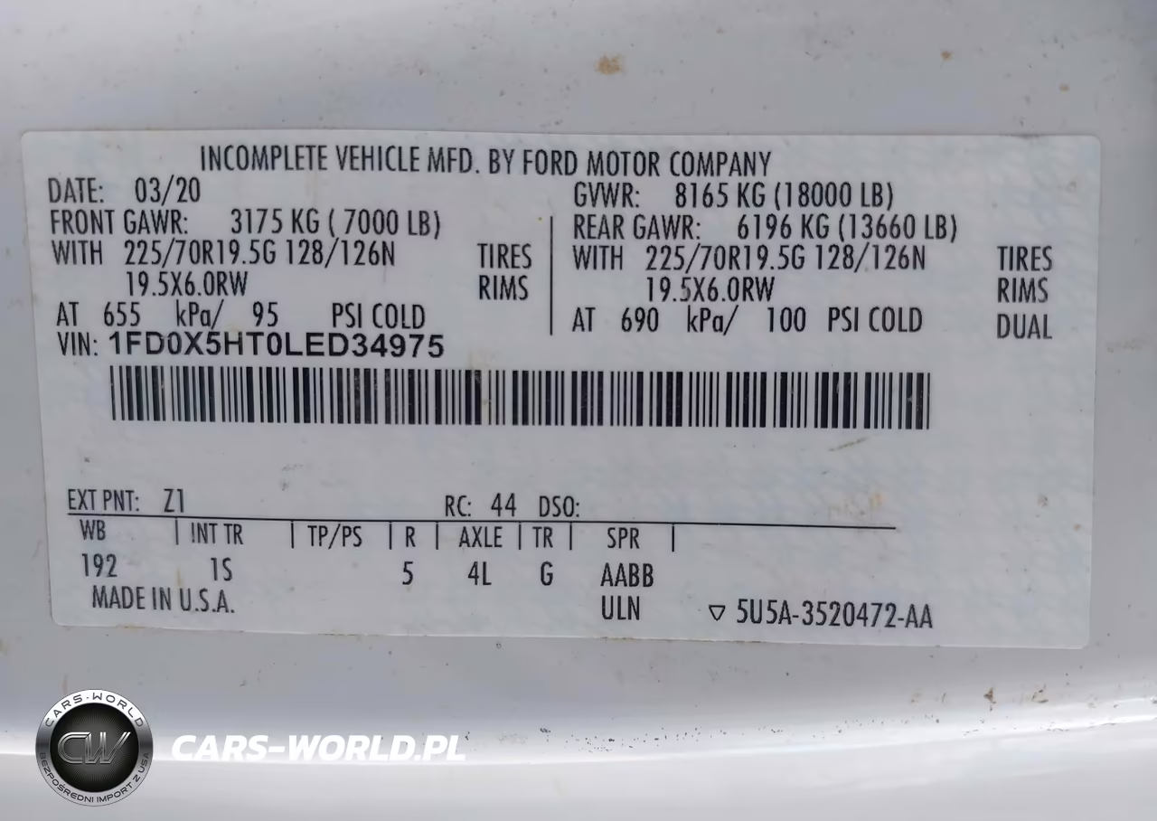 2020 Ford F-550 Chassis Xl VIN:1FD0X5HT0LED34975 - 9