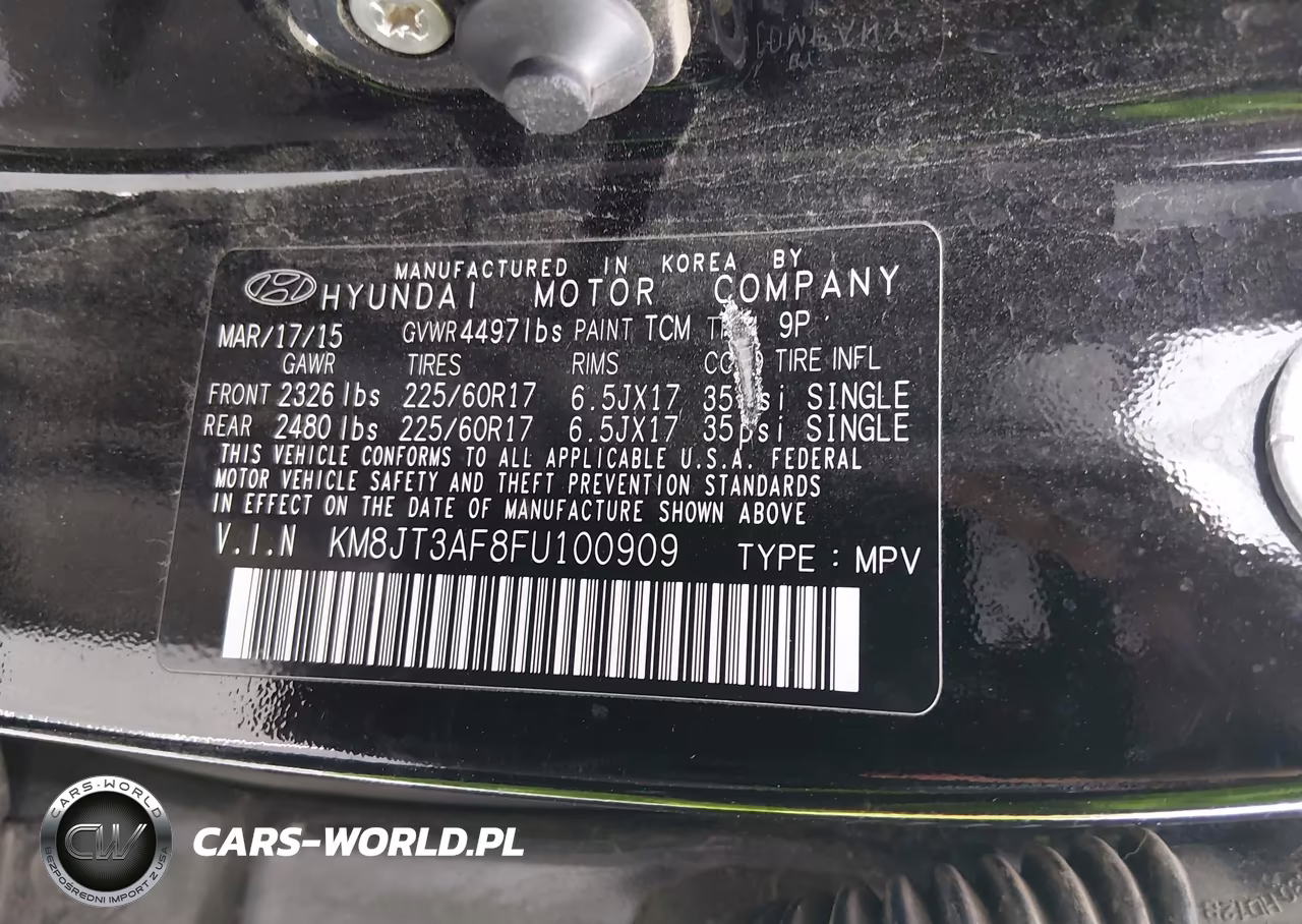 2015 Hyundai Tucson Gls VIN:KM8JT3AF8FU100909 - 9