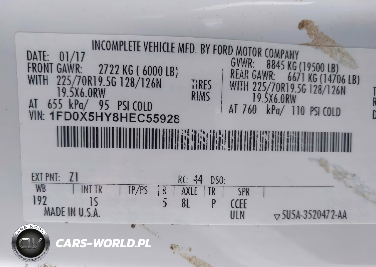 2017 Ford F-550 Chassis Xl VIN:1FD0X5HY8HEC55928 - 9
