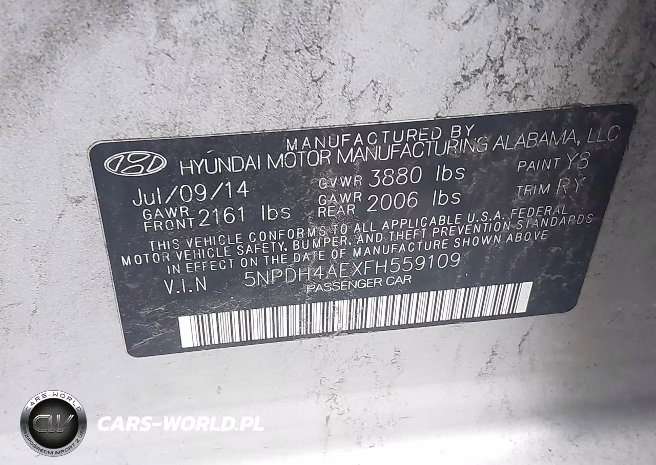 2015 Hyundai Elantra Se VIN:5NPDH4AEXFH559109 - 9