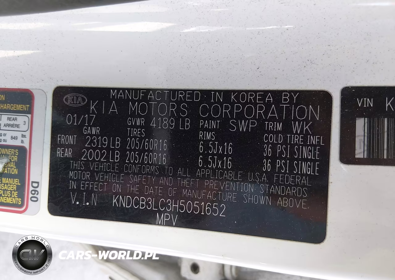 KIA NIRO FE VIN:KNDCB3LC3H5051652 - 9