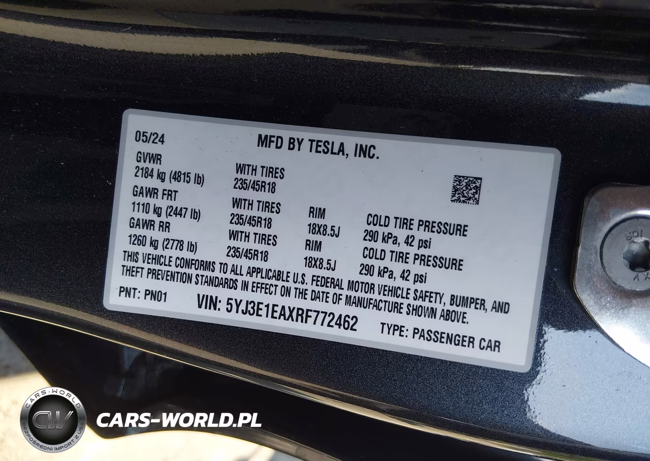 2024 Tesla Model 3 Long Range Dual Motor All-Wheel Drive-Rear-Wheel Drive VIN:5YJ3E1EAXRF772462 - 9