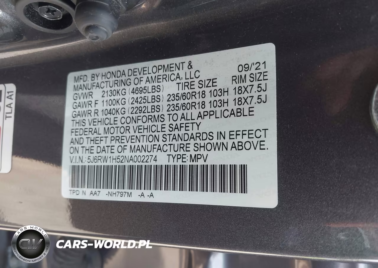 2022 Honda Cr-V 2Wd Ex VIN:5J6RW1H52NA002274 - 9