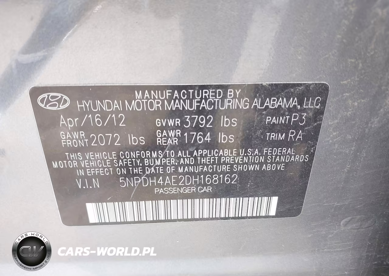 2013 Hyundai Elantra Gls VIN:5NPDH4AE2DH168162 - 9