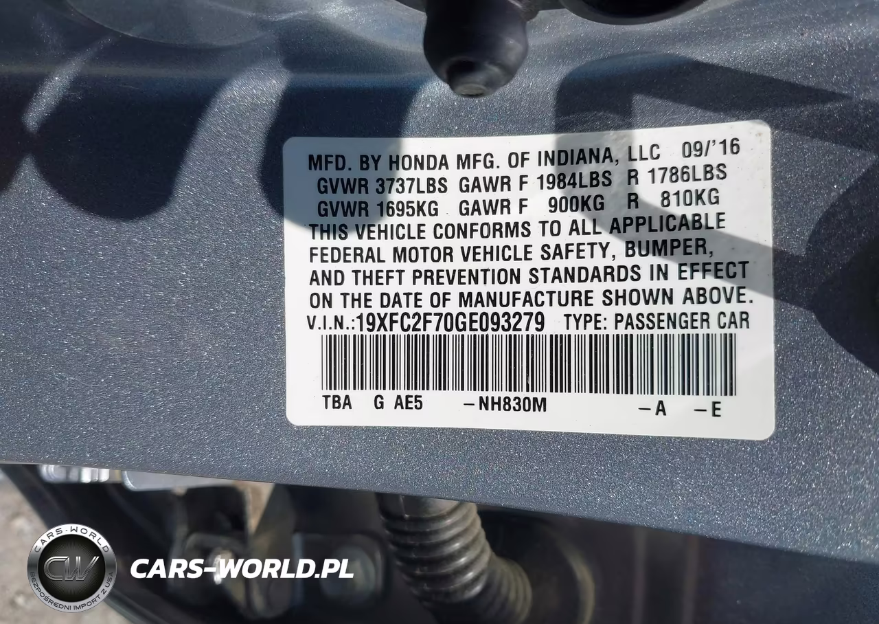 2016 Honda Civic Ex VIN:19XFC2F70GE093279 - 9