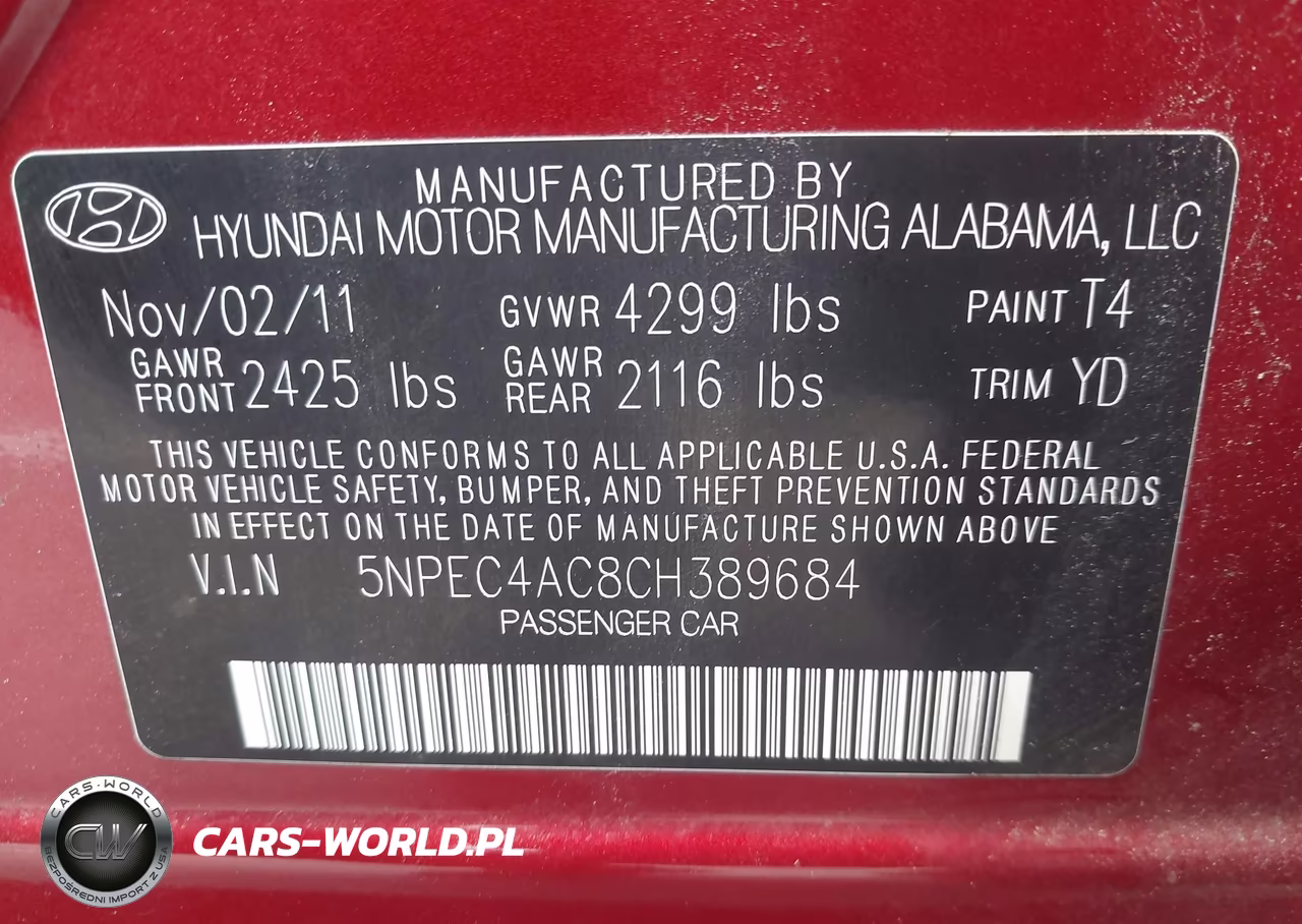 2012 Hyundai Sonata Limited VIN:5NPEC4AC8CH389684 - 9