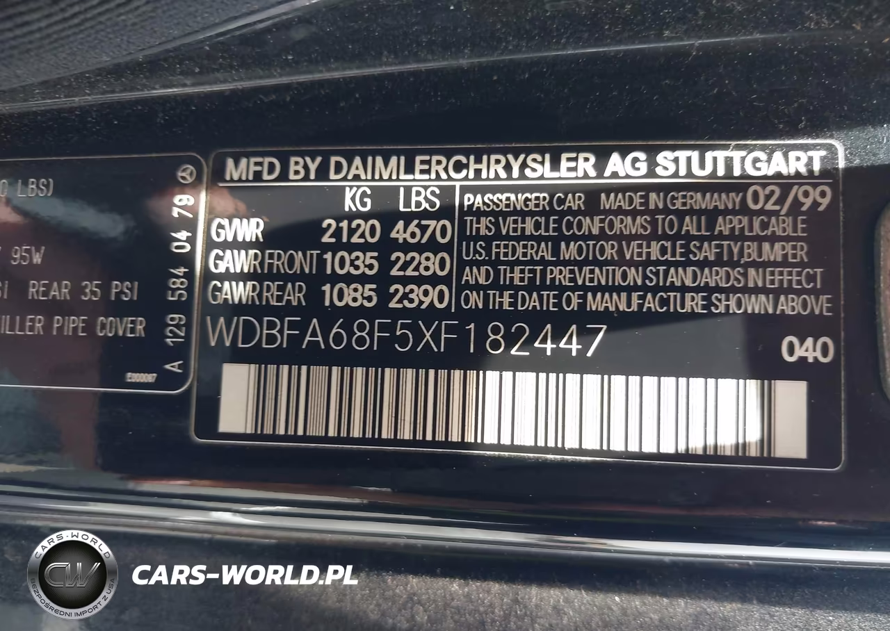 1999 Mercedes-Benz Sl 500 VIN:WDBFA68F5XF182447 - 9