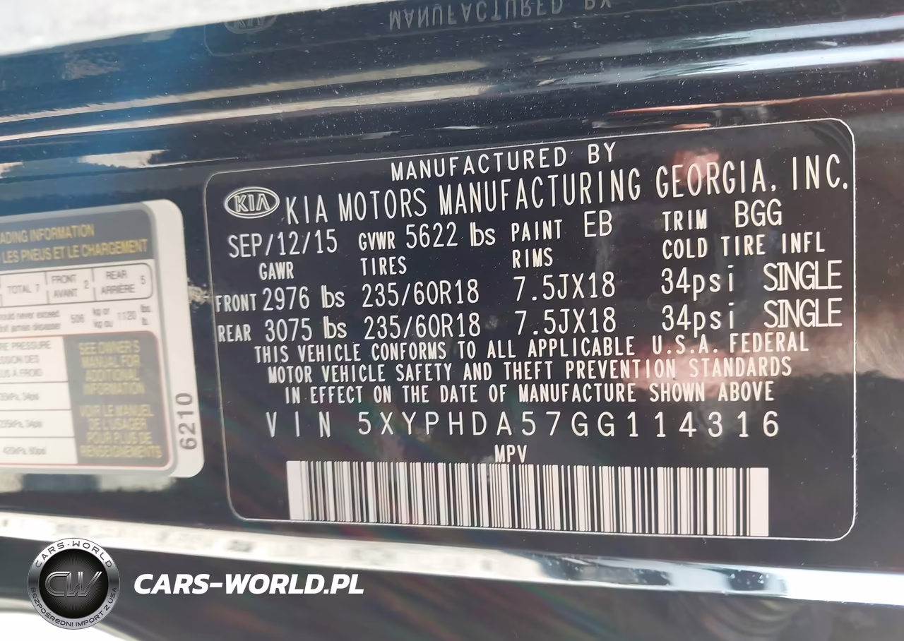 2016 Kia Sorento 3.3L Ex VIN:5XYPHDA57GG114316 - 9