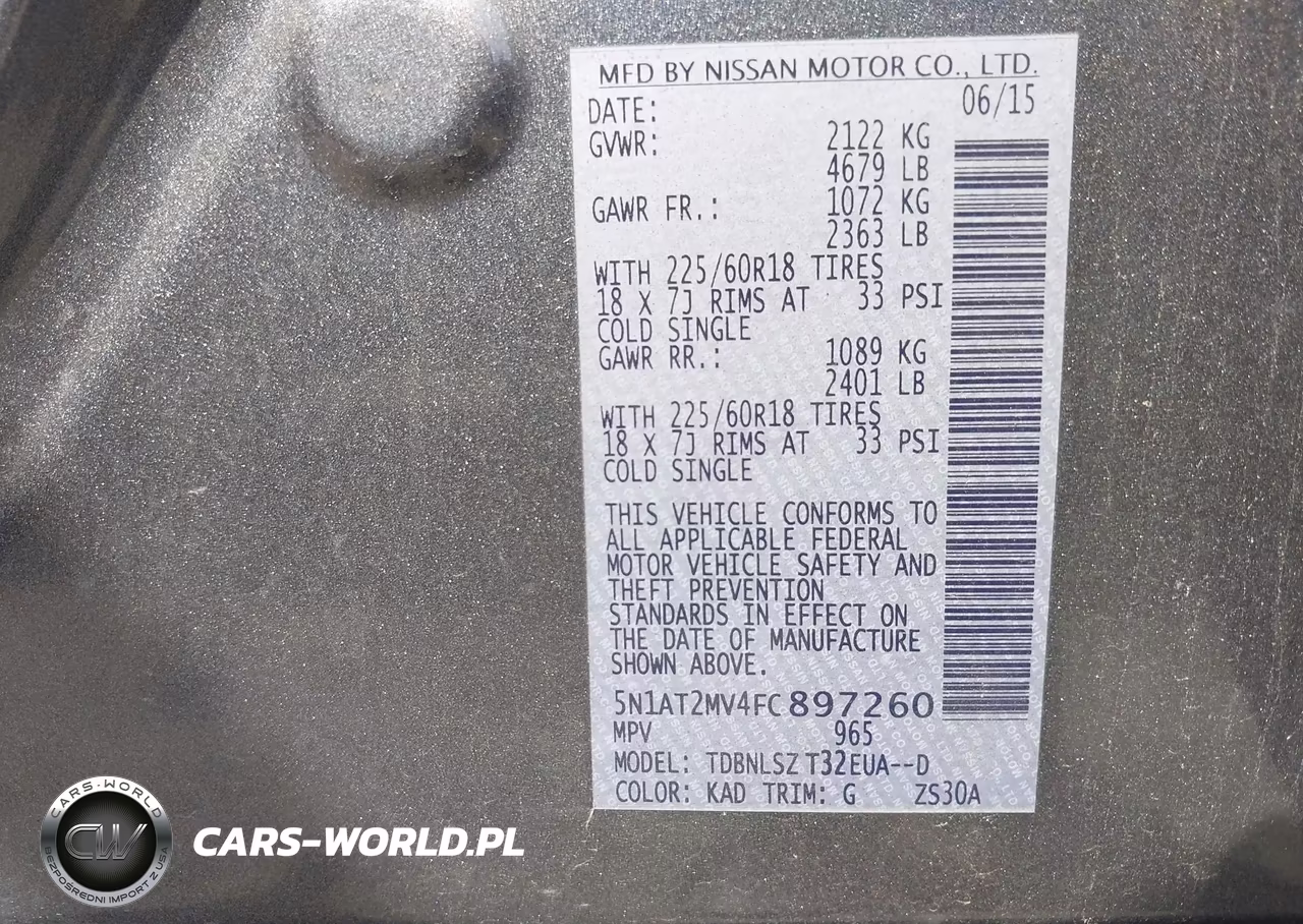 2015 Nissan Rogue Sl VIN:5N1AT2MV4FC897260 - 9