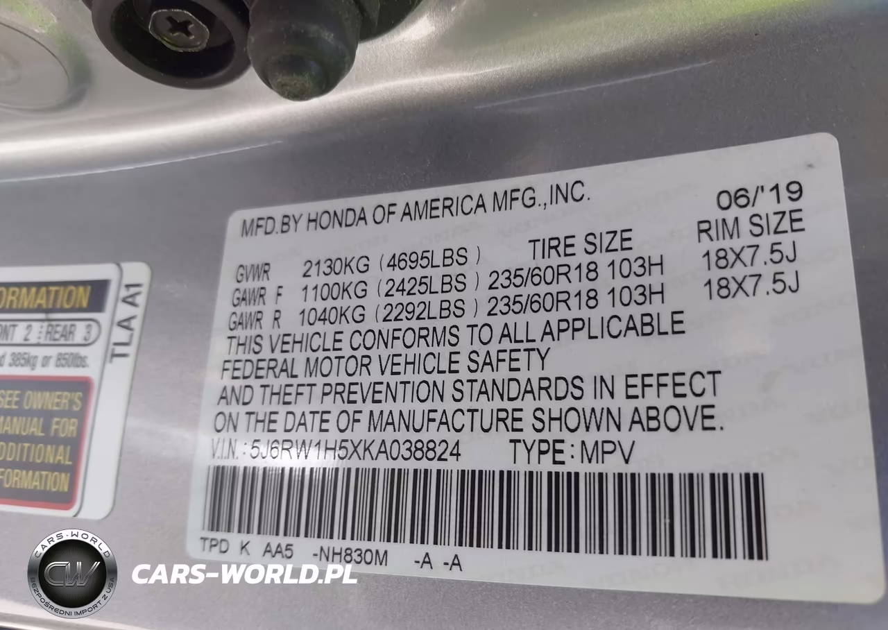 2019 Honda Cr-V Ex VIN:5J6RW1H5XKA038824 - 9