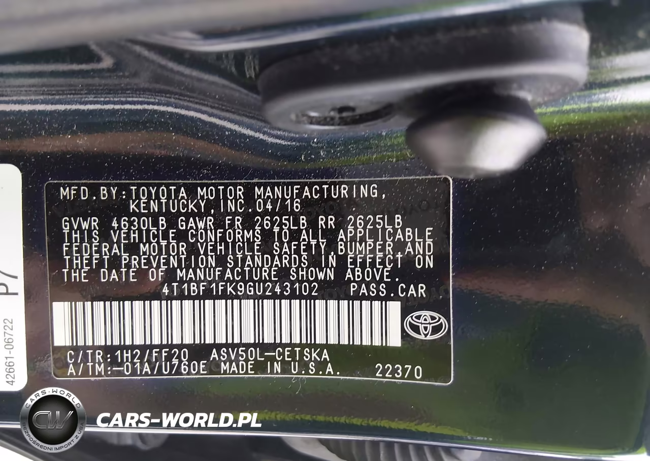 2016 Toyota Camry Se VIN:4T1BF1FK9GU243102 - 9