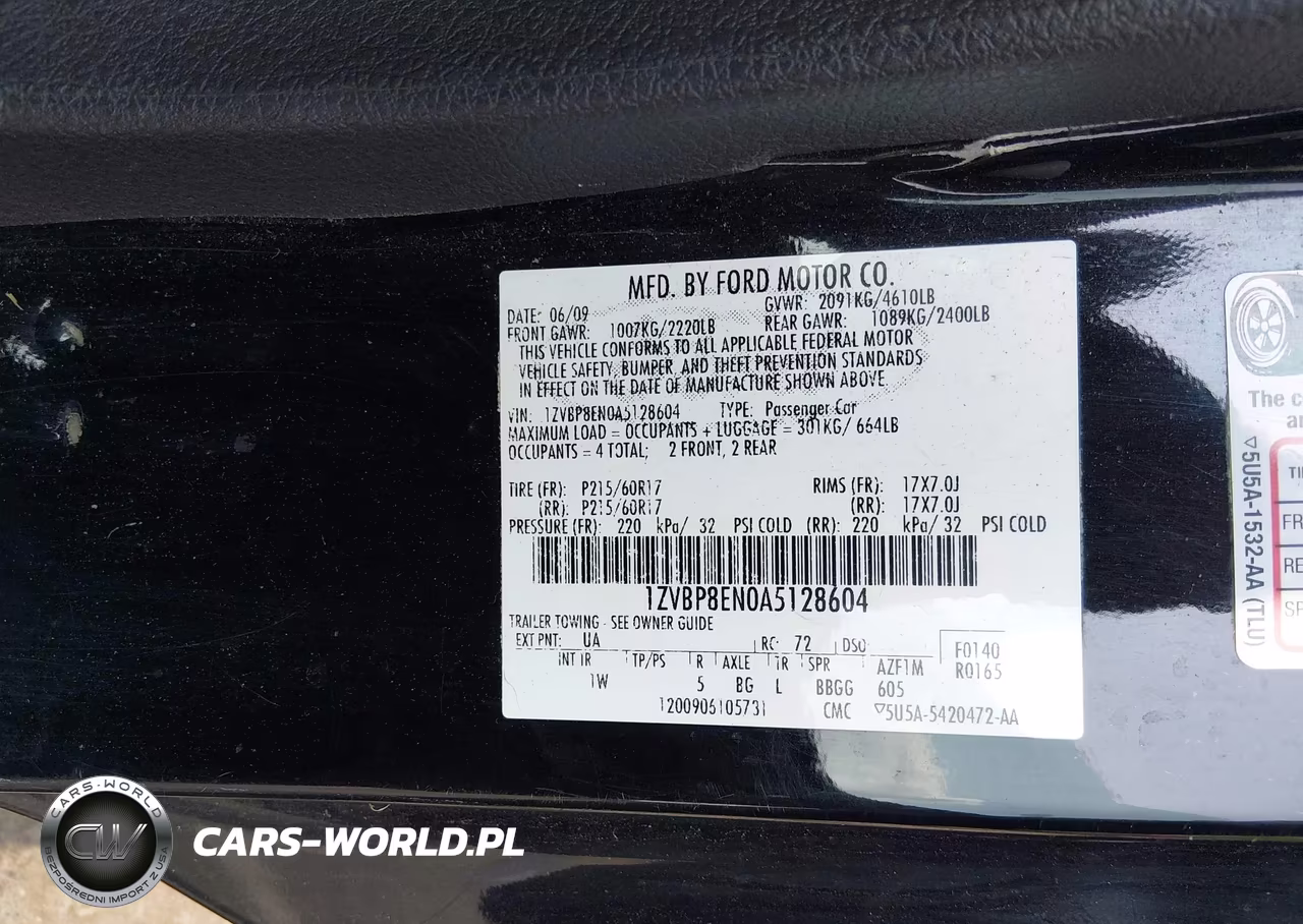 2010 Ford Mustang V6-V6 Premium VIN:1ZVBP8EN0A5128604 - 9