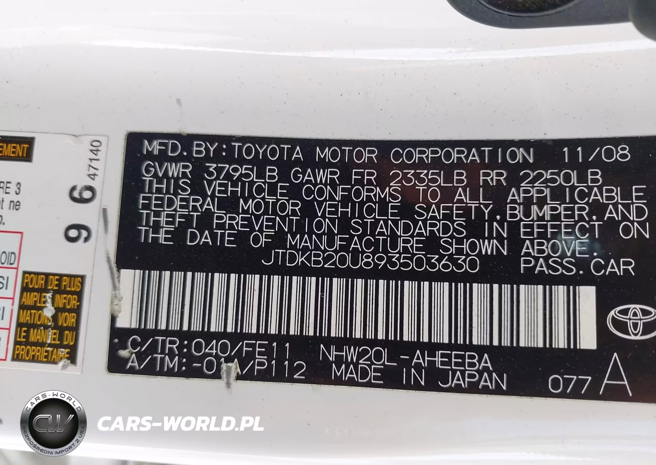 2009 Toyota Prius Touring VIN:JTDKB20U893503630 - 9