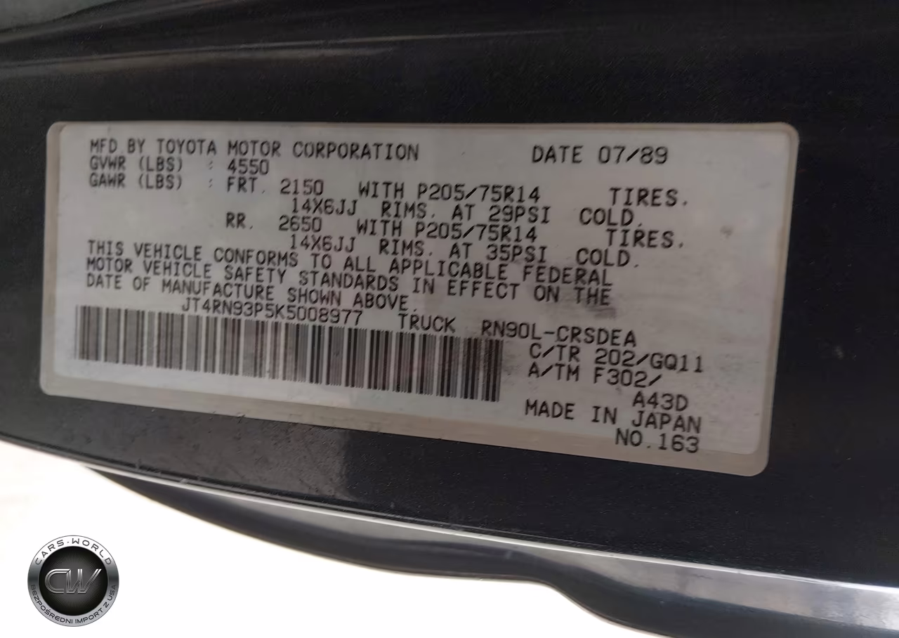 1989 Toyota Pickup 1-2 Ton Ex Lng Whlbse Dlx VIN:JT4RN93P5K5008977 - 9