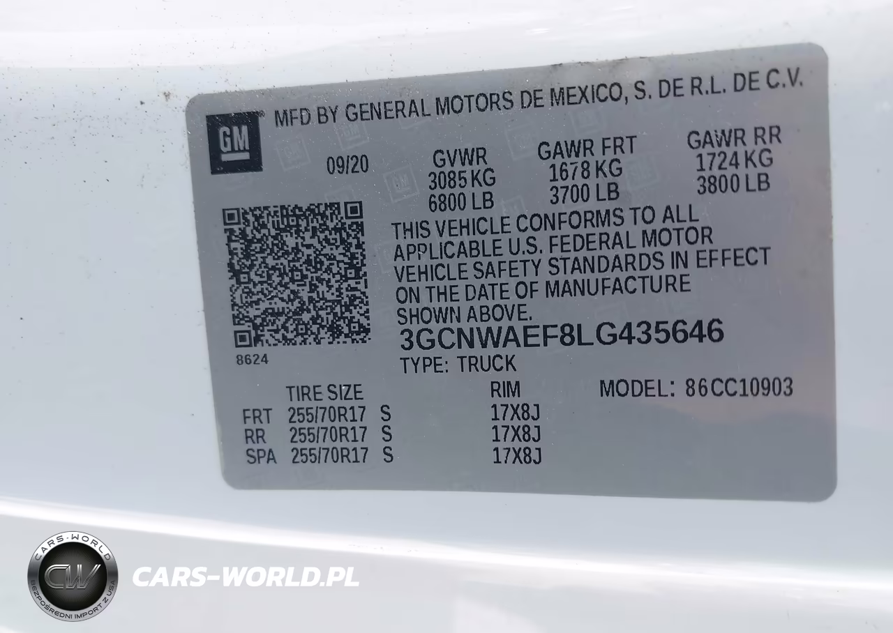 2020 Chevrolet Silverado 1500 2Wd Long Bed Wt VIN:3GCNWAEF8LG435646 - 9