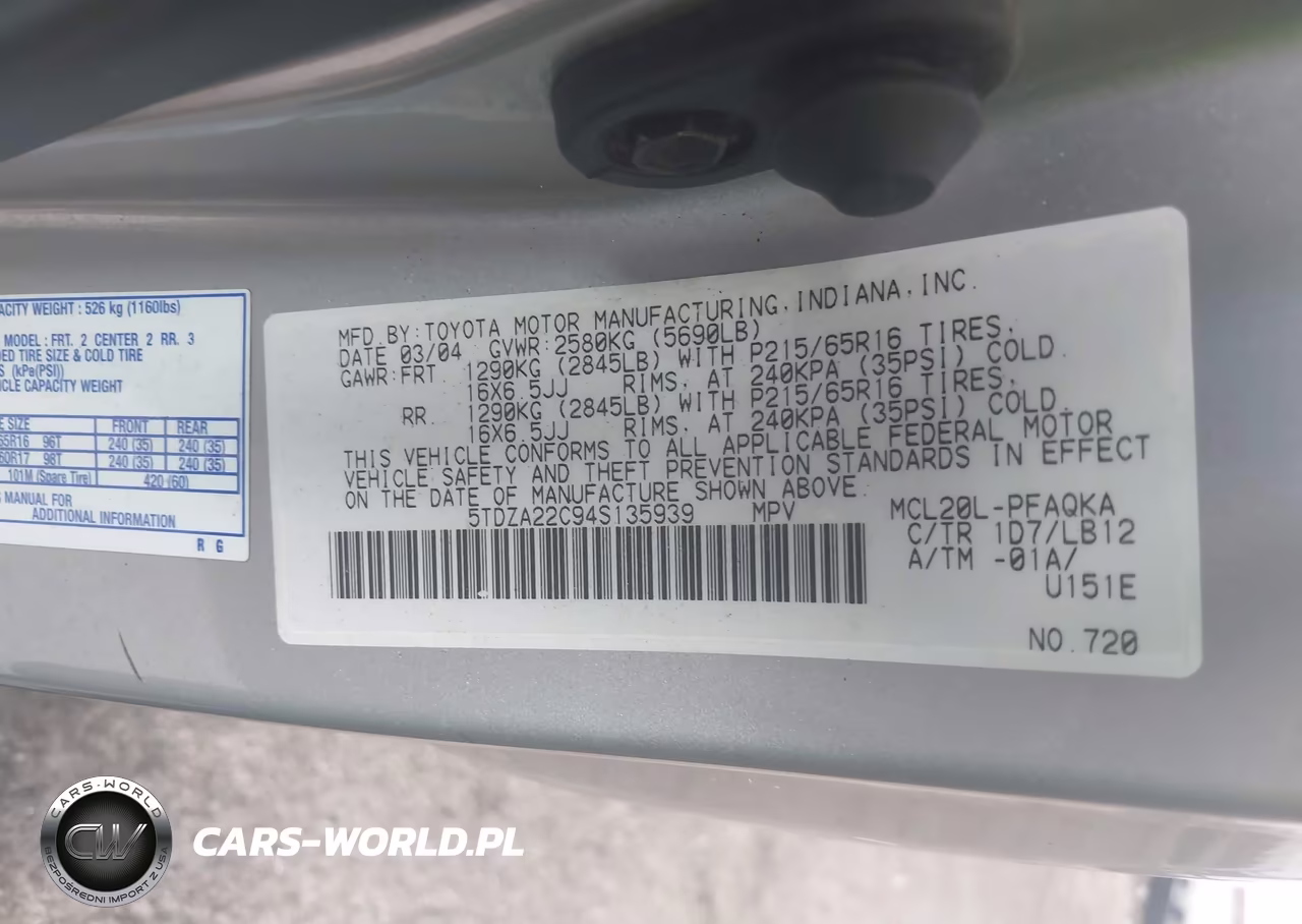 2004 Toyota Sienna Xle VIN:5TDZA22C94S135939 - 9