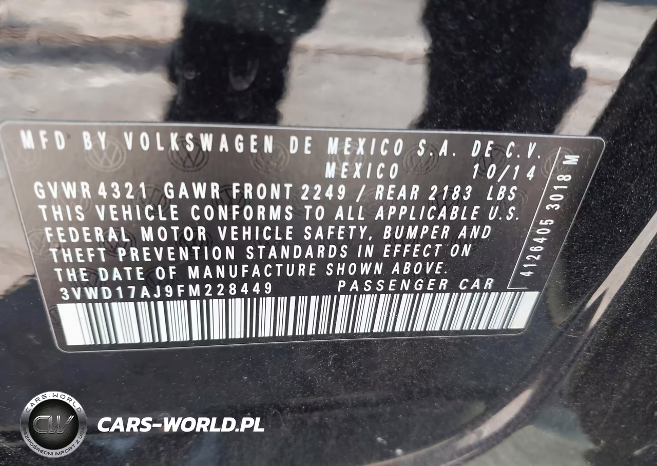 2015 Volkswagen Jetta 1.8T Se VIN:3VWD17AJ9FM228449 - 9