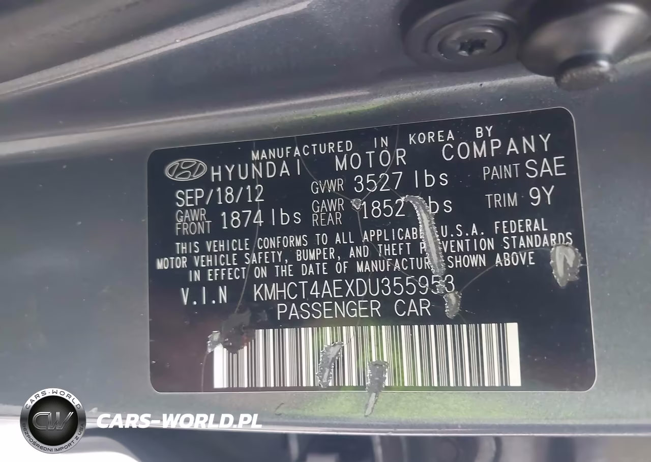2013 Hyundai Accent Gls VIN:KMHCT4AEXDU355953 - 9