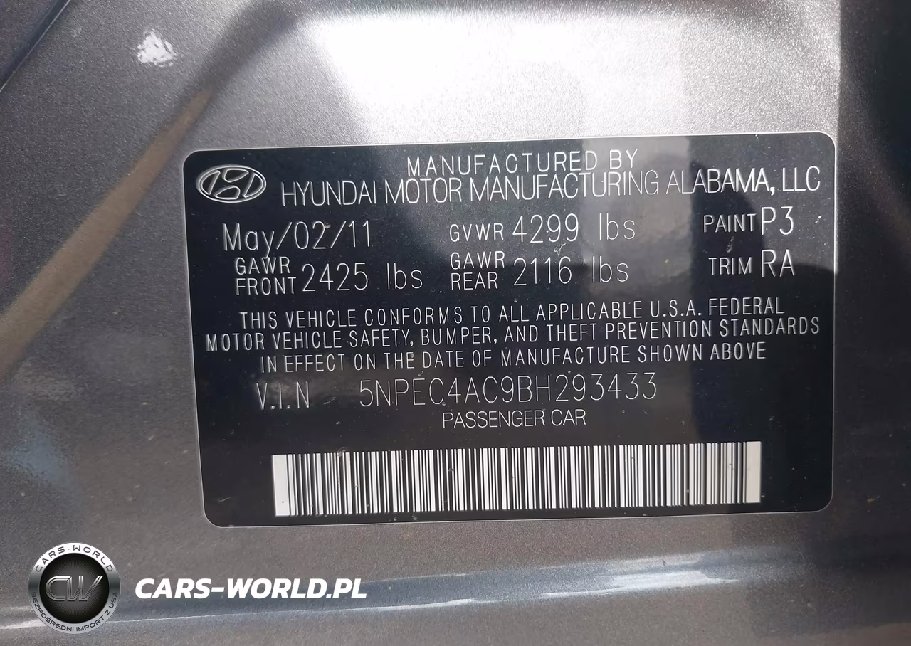 2011 Hyundai Sonata Limited VIN:5NPEC4AC9BH293433 - 9