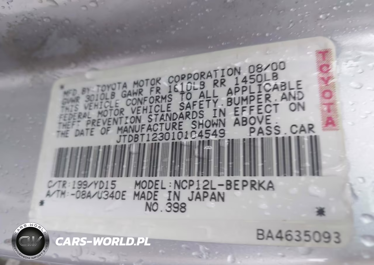 2001 Toyota Echo VIN:JTDBT123010104549 - 9