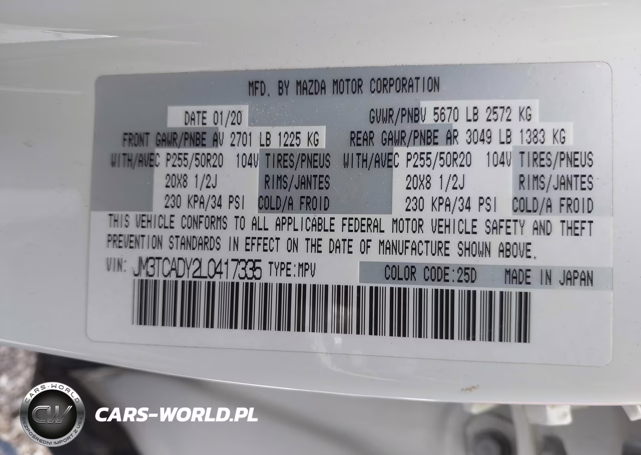 2020 Mazda Cx-9 Grand Touring VIN:JM3TCADY2L0417335 - 9