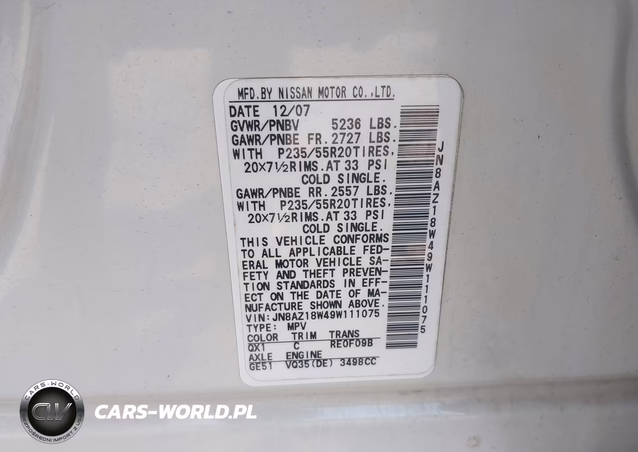 2009 Nissan Murano Le VIN:JN8AZ18W49W111075 - 9