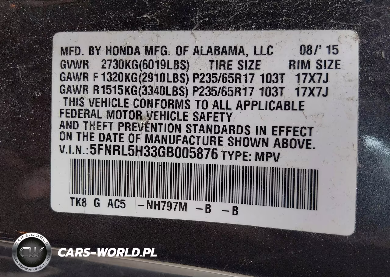 2016 Honda Odyssey Se VIN:5FNRL5H33GB005876 - 9