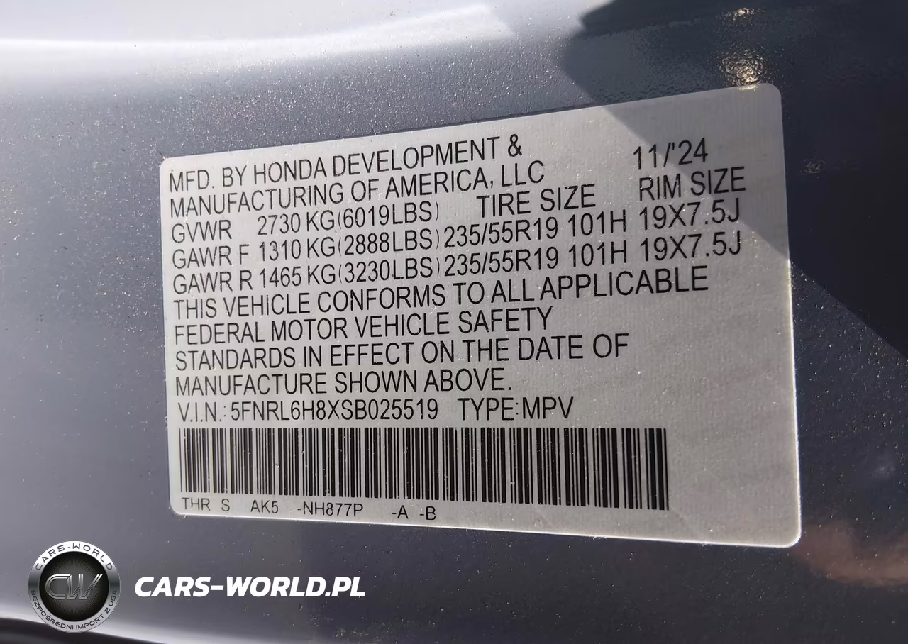 2025 Honda Odyssey Touring VIN:5FNRL6H8XSB025519 - 9