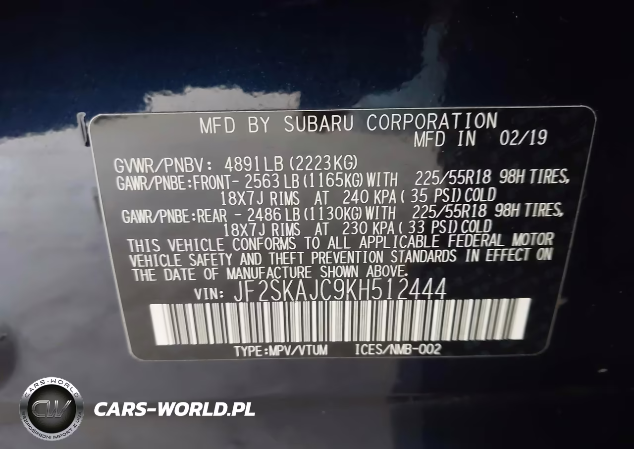 2019 Subaru Forester Sport VIN:JF2SKAJC9KH512444 - 9