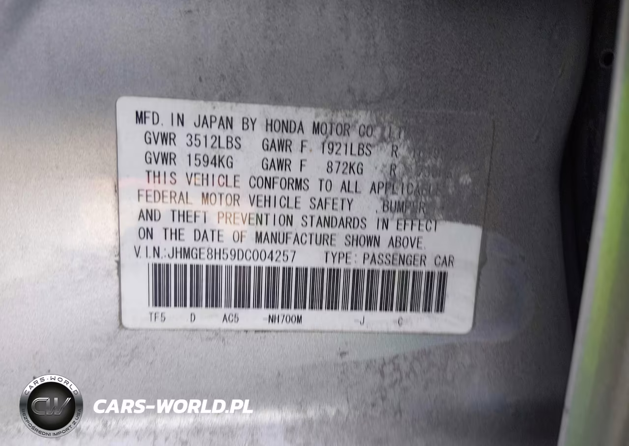 2013 Honda Fit Sport VIN:JHMGE8H59DC004257 - 9