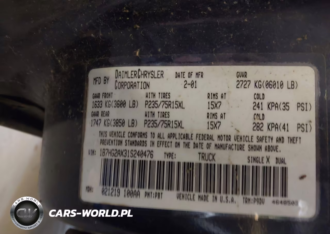2001 Dodge Dakota Slt-Sport VIN:1B7HG2AX31S240476 - 8