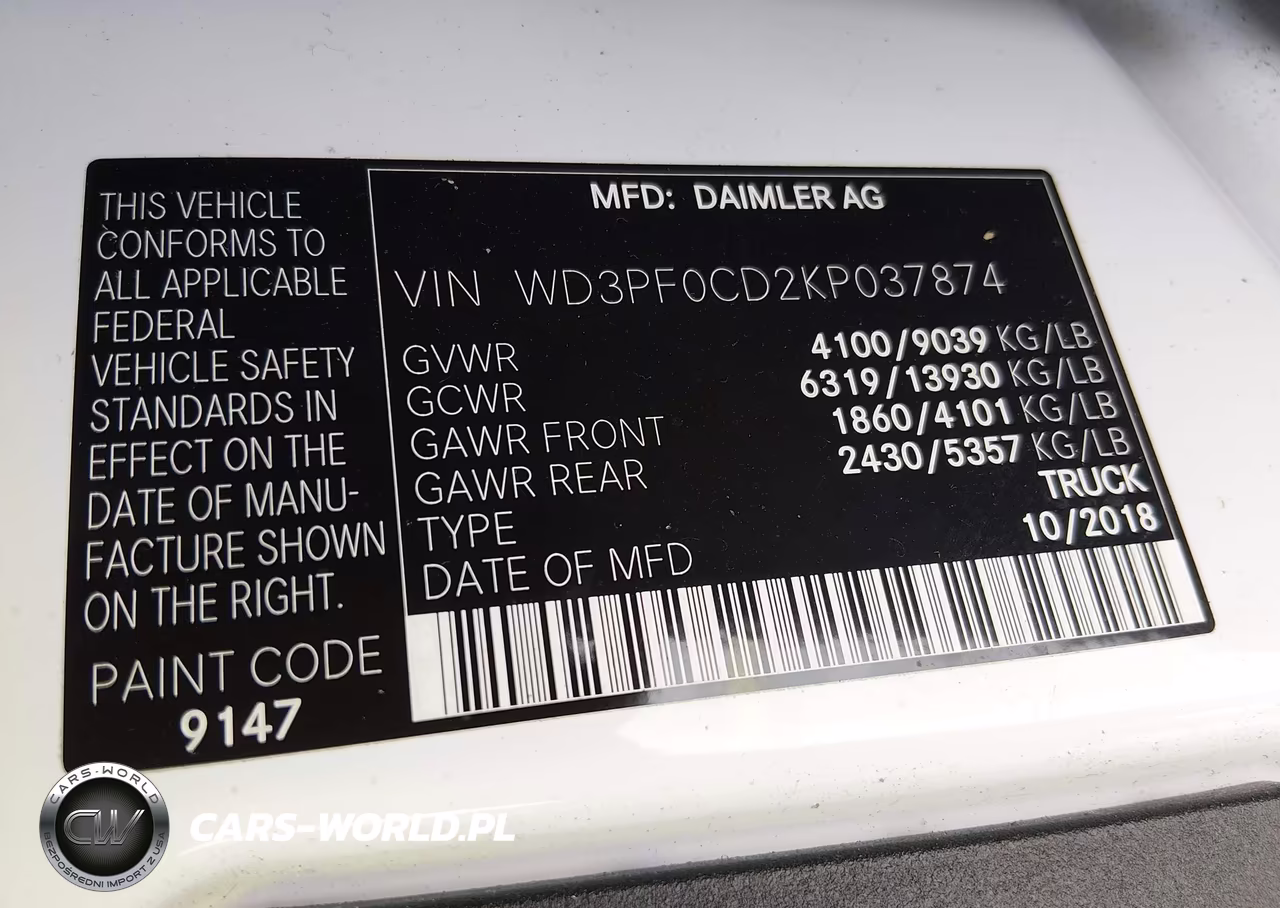 2019 Mercedes-Benz Sprinter 2500 Standard Roof V6 VIN:WD3PF0CD2KP037874 - 9
