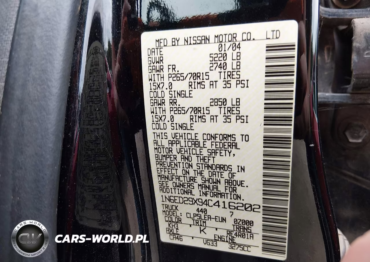 2004 Nissan Frontier Xe-V6 VIN:1N6ED29X94C416202 - 9