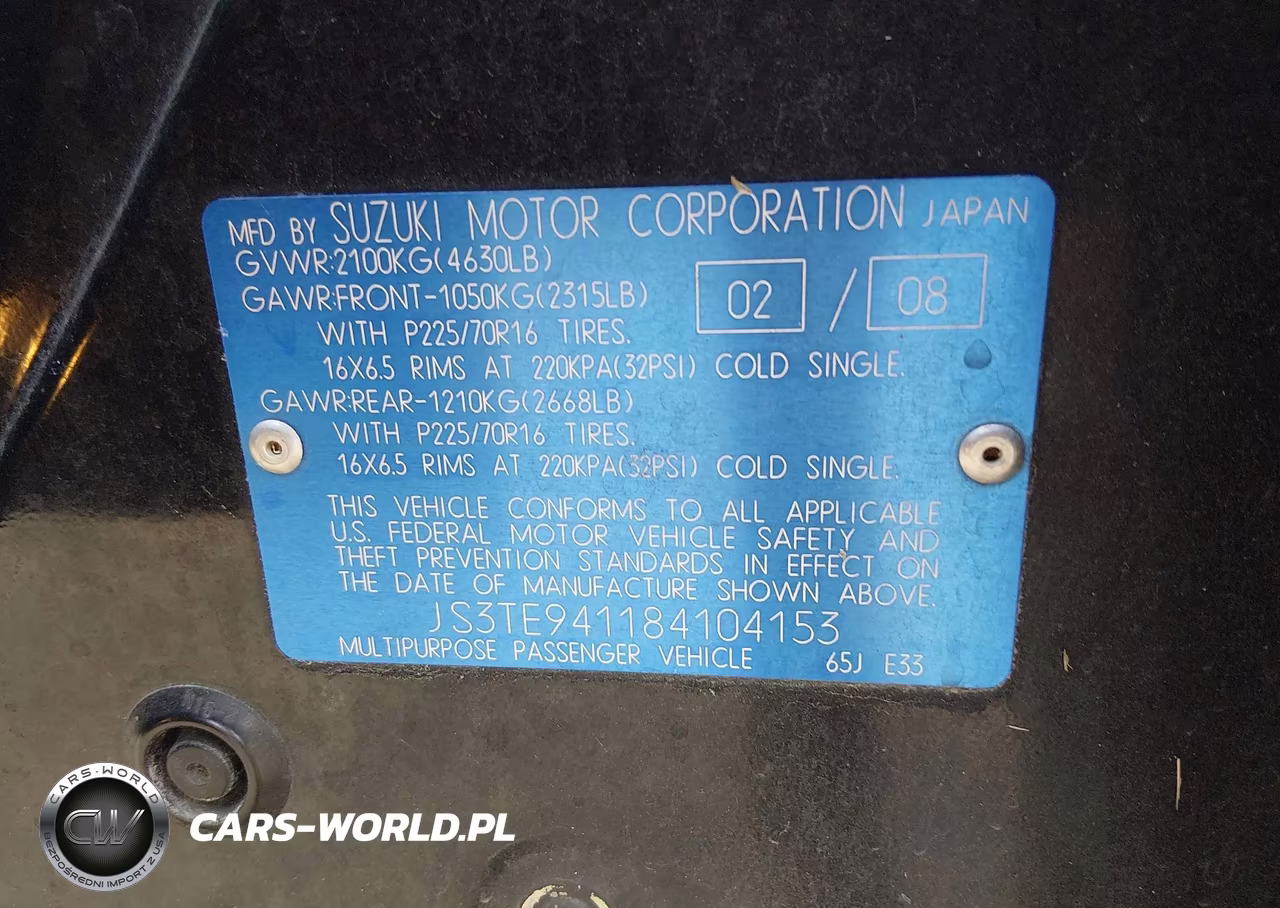 2008 Suzuki Grand Vitara Appearance-Appearance Plus-W-Spare Cargo Covers VIN:JS3TE941184104153 - 9