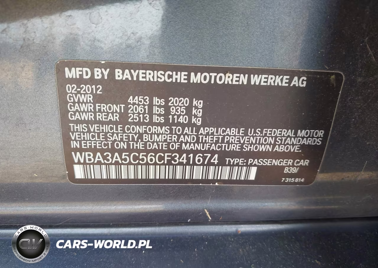 2012 BMW 328I VIN:WBA3A5C56CF341674 - 9