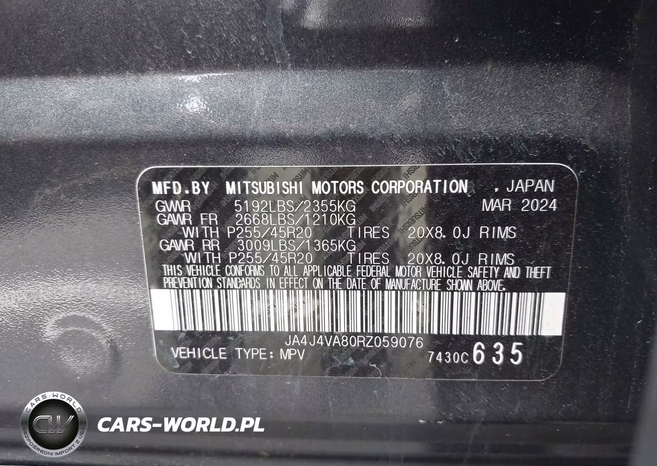 2024 Mitsubishi Outlander Se 2.5 S-Awc-Se Black Edition S-Awc-Se Black Edition W-Pano Roof S-Awc-Se Ralliart S-Awc VIN:JA4J4VA80RZ059076 - 9