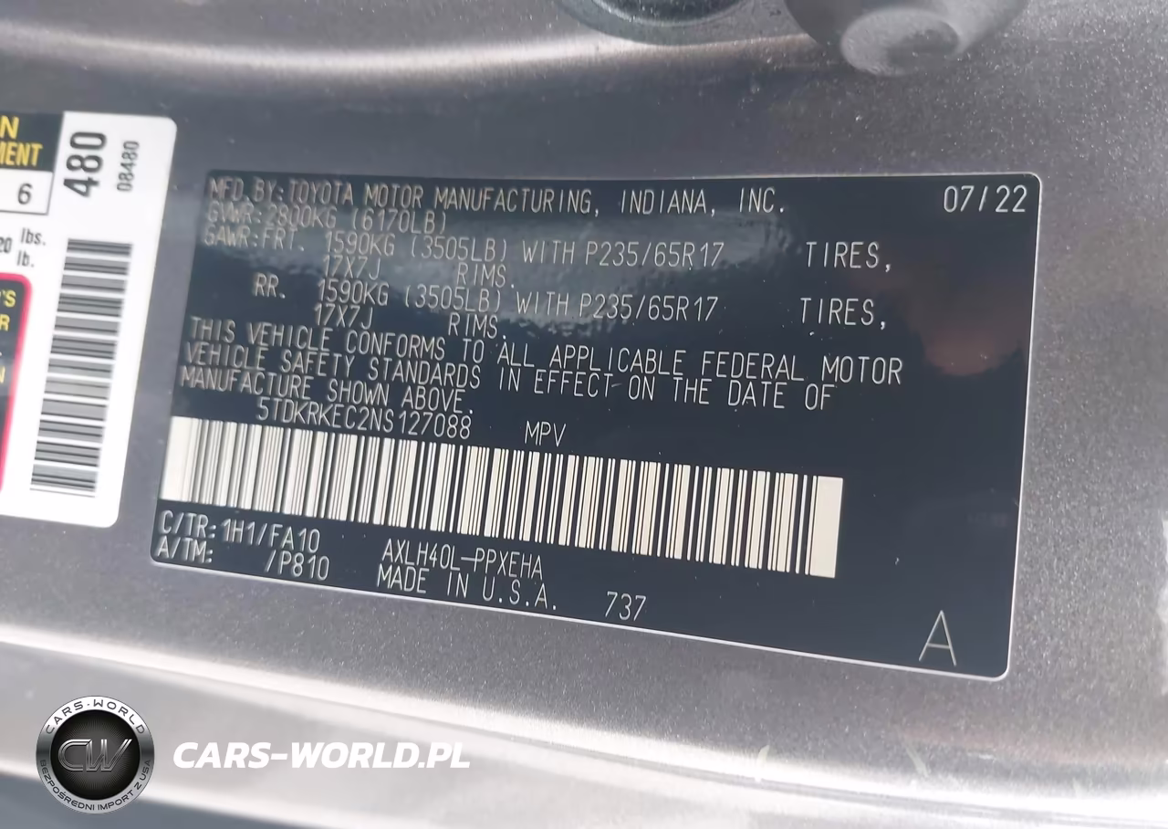 2022 Toyota Sienna Le VIN:5TDKRKEC2NS127088 - 9