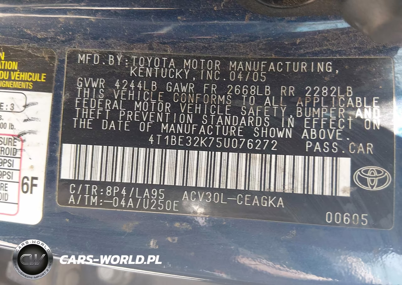 2005 Toyota Camry Xle VIN:4T1BE32K75U076272 - 9
