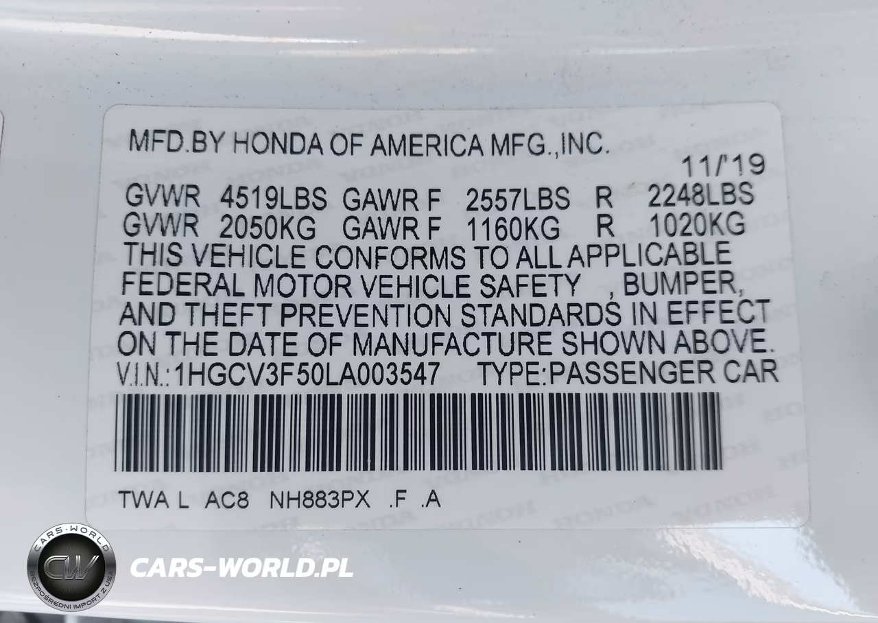 2020 Honda Accord Hybrid Ex-L VIN:1HGCV3F50LA003547 - 9