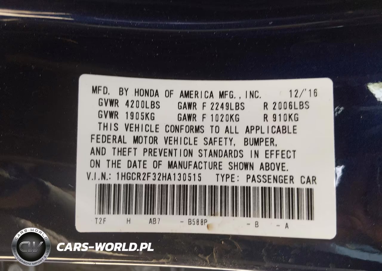 2017 Honda Accord Lx VIN:1HGCR2F32HA130515 - 9