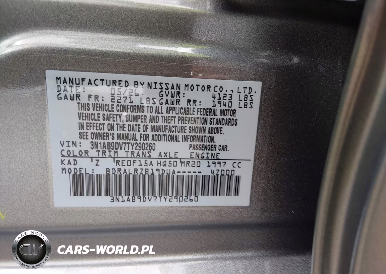 2026 Nissan Sentra Sr VIN:3N1AB9DV7TY290260 - 9