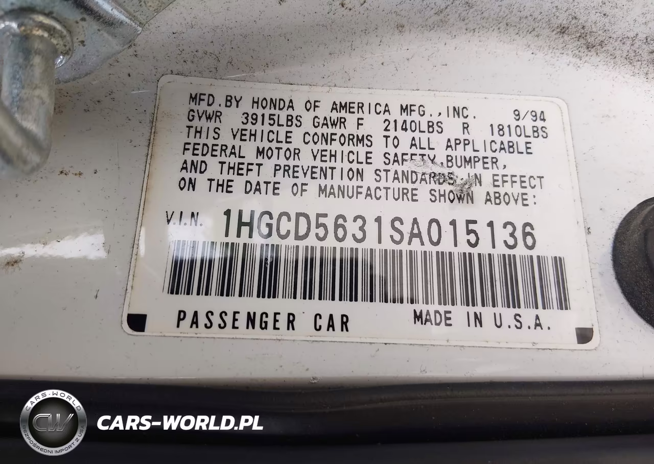 1995 Honda Accord Lx-Ex VIN:1HGCD5631SA015136 - 9
