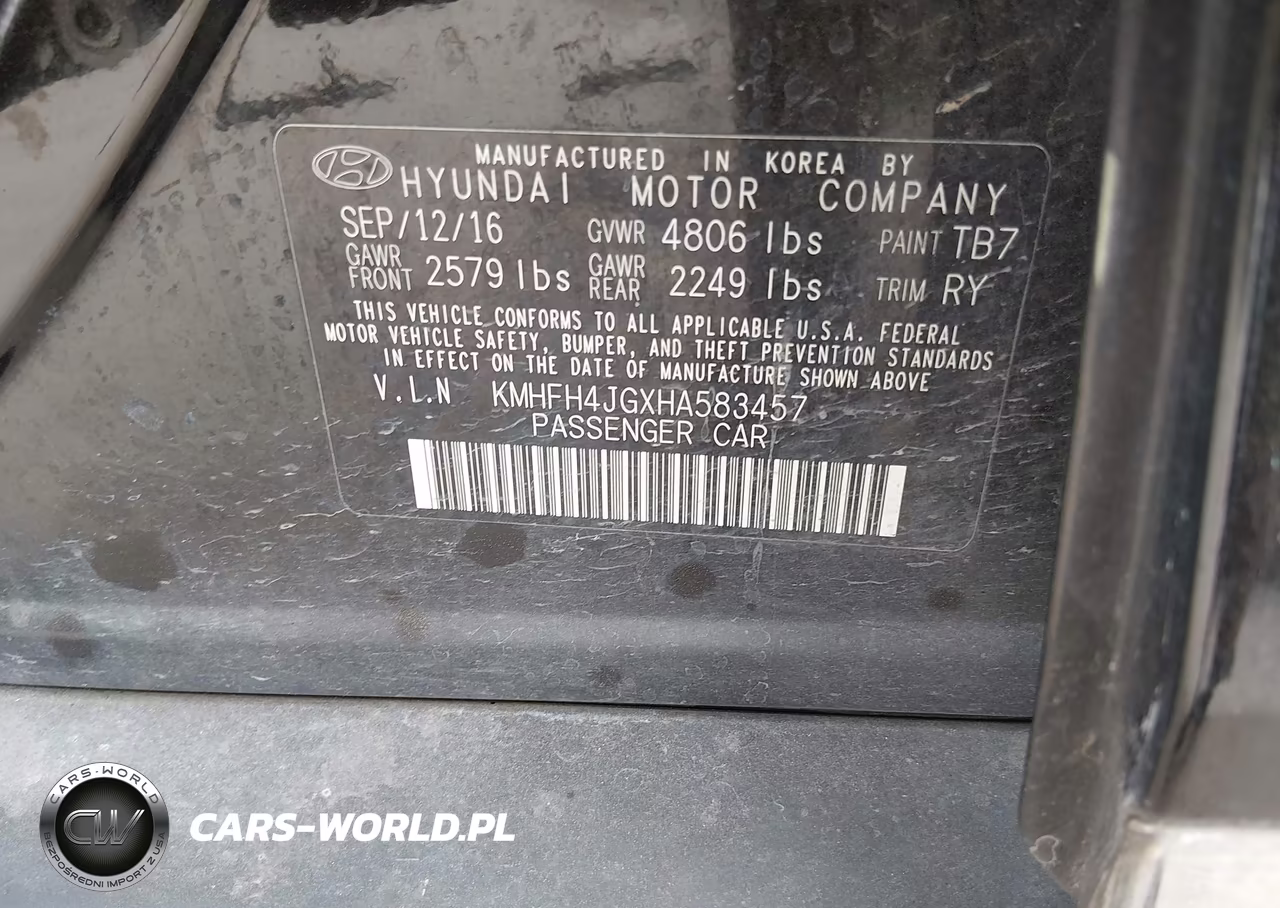 2017 Hyundai Azera Limited VIN:KMHFH4JGXHA583457 - 9