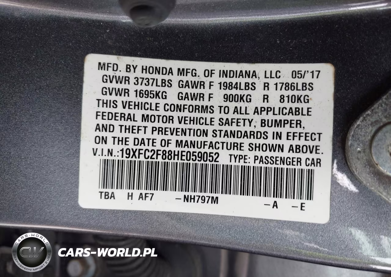 2017 Honda Civic Ex VIN:19XFC2F88HE059052 - 9