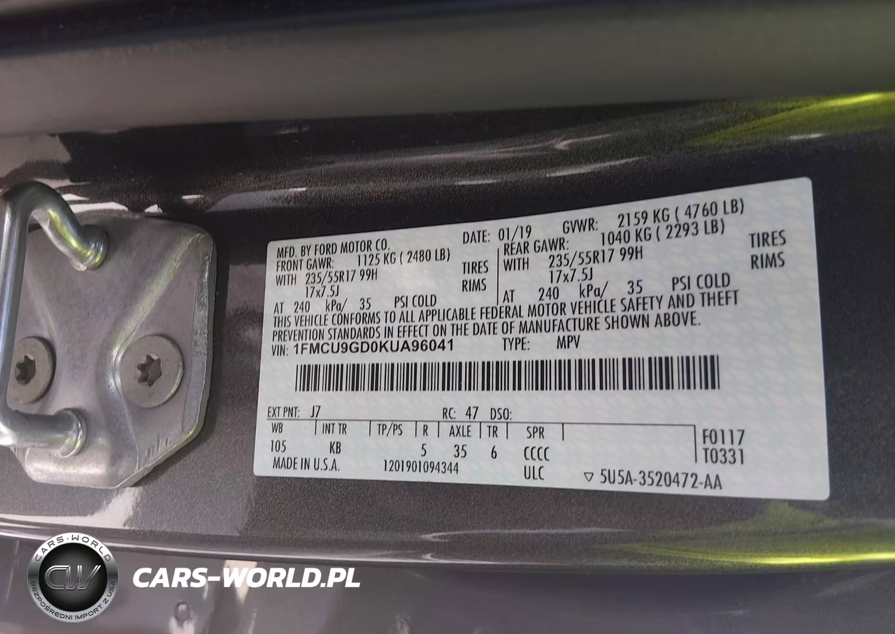 2019 Ford Escape Se VIN:1FMCU9GD0KUA96041 - 9