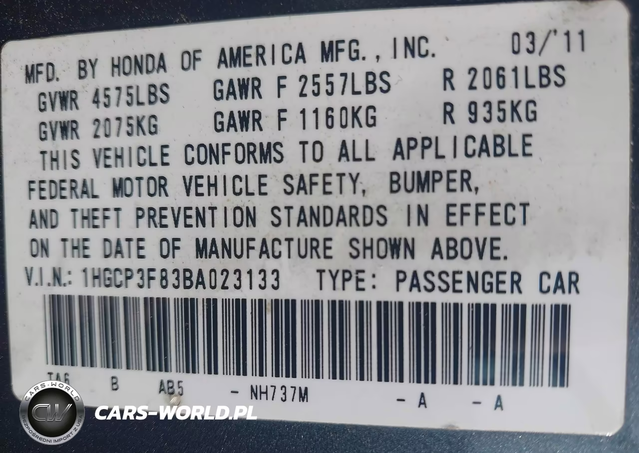 2011 Honda Accord 3.5 Ex-L VIN:1HGCP3F83BA023133 - 9