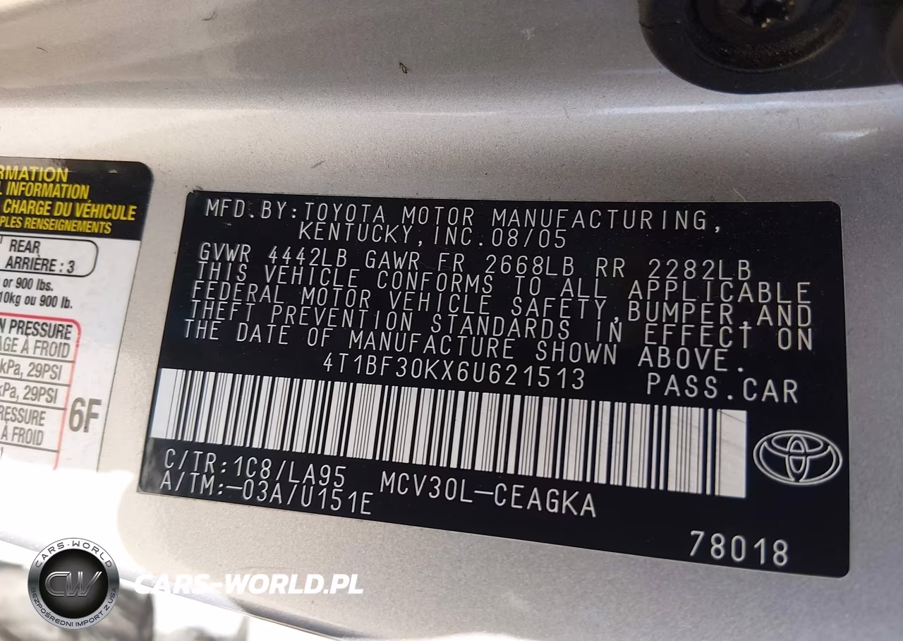 2006 Toyota Camry Xle V6 VIN:4T1BF30KX6U621513 - 9
