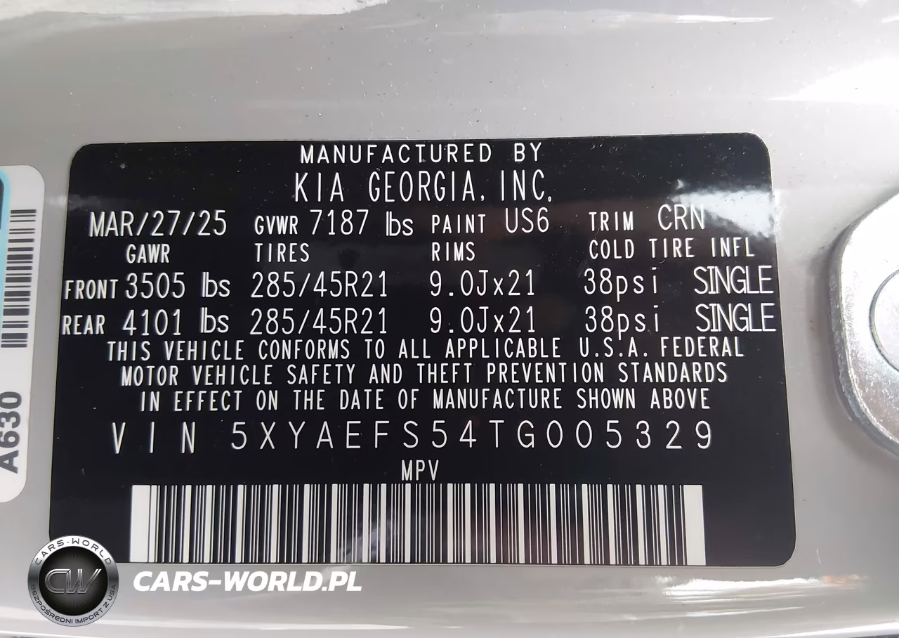 2026 Kia Ev9 Gt-Line VIN:5XYAEFS54TG005329 - 9