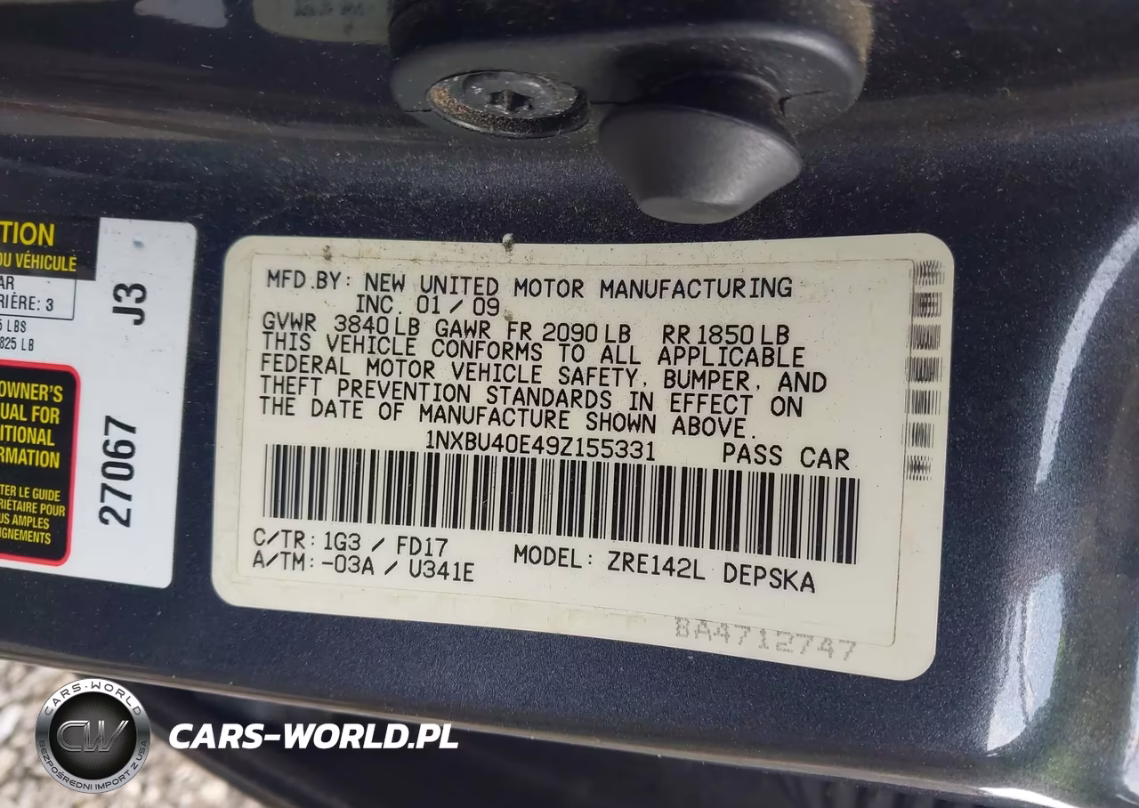 2009 Toyota Corolla S VIN:1NXBU40E49Z155331 - 9