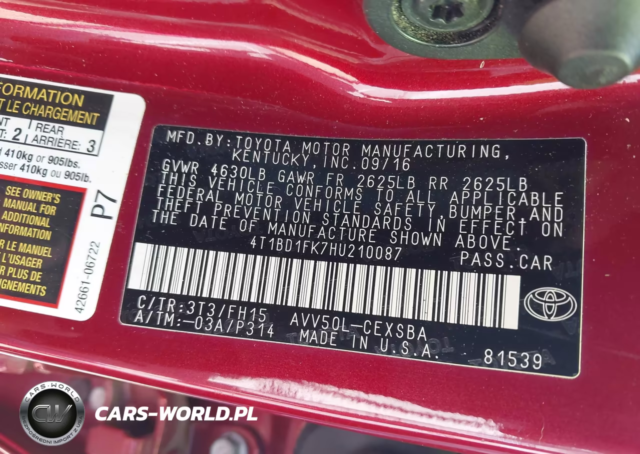 2017 Toyota Camry Hybrid Se VIN:4T1BD1FK7HU210087 - 9